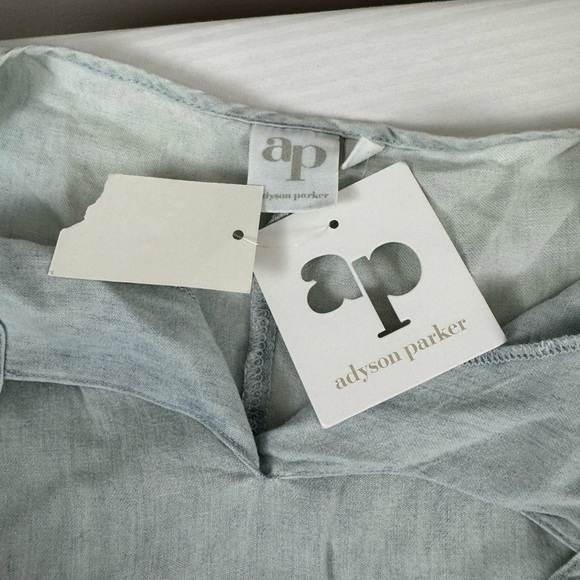 Adyson Parker Chambray Ruffle Blouse XL Cottagecore Feminine Coastal Prairie - Picture 6 of 10